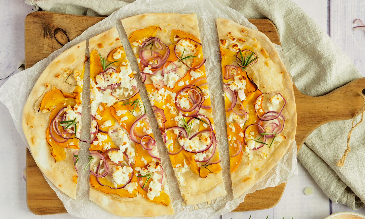 Dr Oetker Flammkuchen Wie Lange Im Ofen Flammkuchen mit Kürbis Rezept | Dr. Oetker